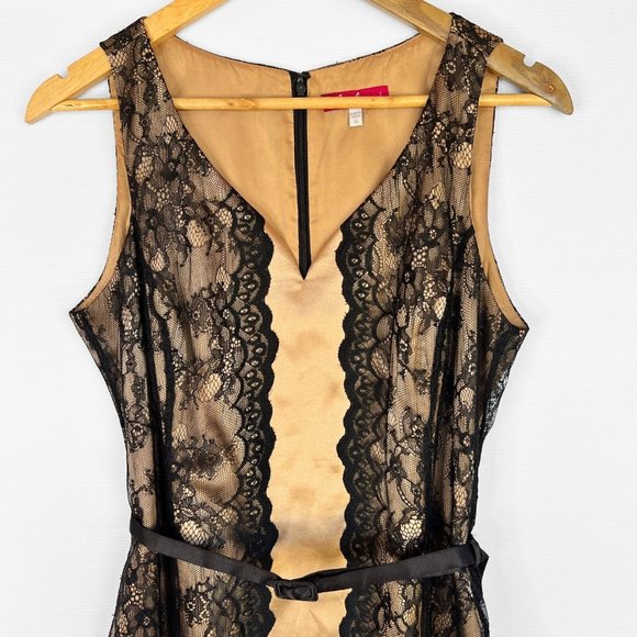 Diana Ferrari Dress Womens Gold Black Lace Pleated Formal Evening Occasion Sz 14 - Picture 7 of 14